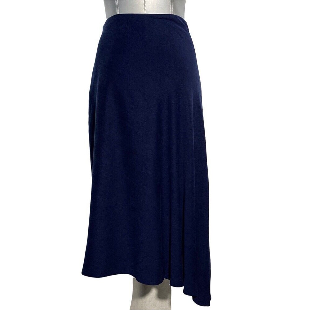White House Black Market Skirt 0 Dark Blue Asymmetric Full Midi Pleat Side Flowy